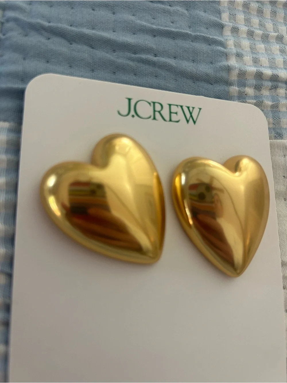 J.Crew Shiny Gold Heart Earrings